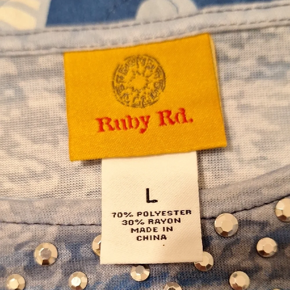 Ruby Rd. Blue and Gray Patterned Tunic - Picture 3 of 9